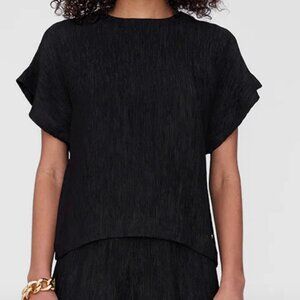 Anine Bing Jollie Top Black Silk Top size Sm - worn once - matching pants avail!